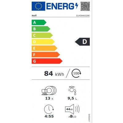 Neff s145has29e lavastoviglie incasso scomparsa parziale