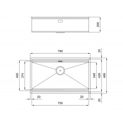 Foster 1034 856 Single bowl sink Milanello Anthracite Gun Metal undermount 80 cm