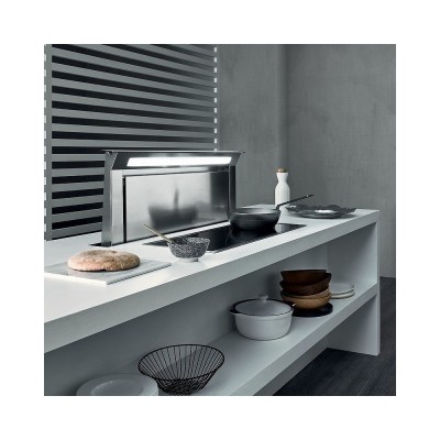 Falmec down draft cappa da piano worktop 90 cm inox + vetro bianco cddw90.e1