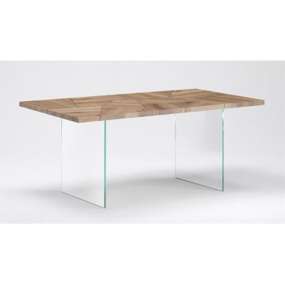 Moderne Holztisch -Glas -Glasbeine