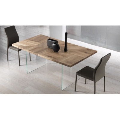 Moderne Holztisch -Glas -Glasbeine