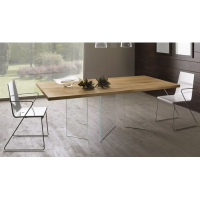 Moderne Holztisch -Glas -Glasbeine