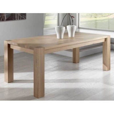 Extendable wooden table with handicraft solid oak