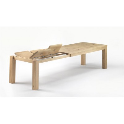 Extendable wooden table with handicraft solid oak