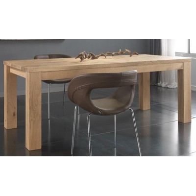 Extendable wooden table with handicraft solid oak