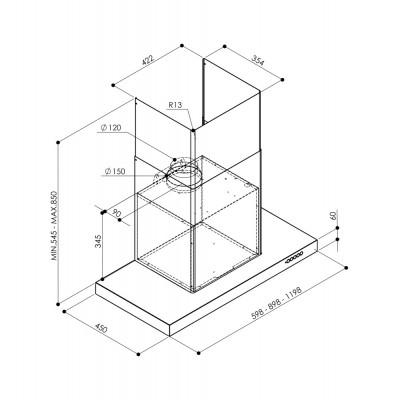 Faber luft cappa parete 120 cm acciaio inox