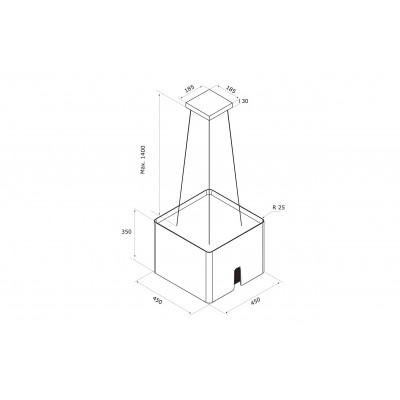 Airforce square crisalide cappa isola 45 cm bianco