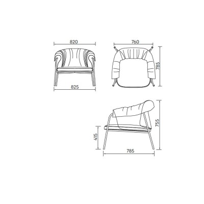 Alma design Scala Armchair poltrona in pelle blu - struttura in acciaio