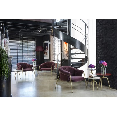 Alma design Scala Armchair poltrona in tessuto bordeaux - struttura in acciaio