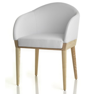 Alma design Agata coppia poltroncine in pelle bianca  + frassino