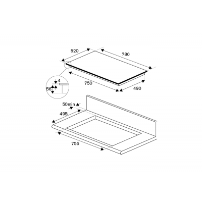 Bertazzoni p784i1m30nv plaque à induction 80 cm noir