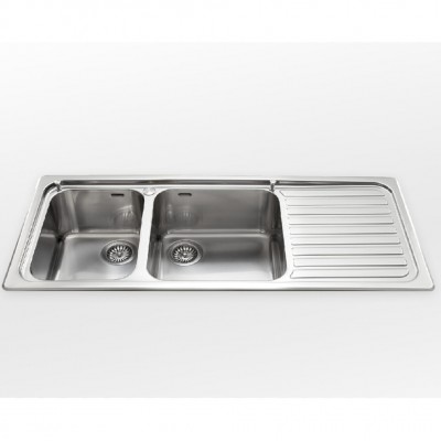 Alpes inox f 5119/2v1s lavello doppia vasca + gocciolatoio incasso 120 cm