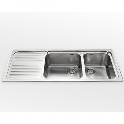 Alpes inox f 5119/1s2v lavello doppia vasca + gocciolatoio incasso 120 cm