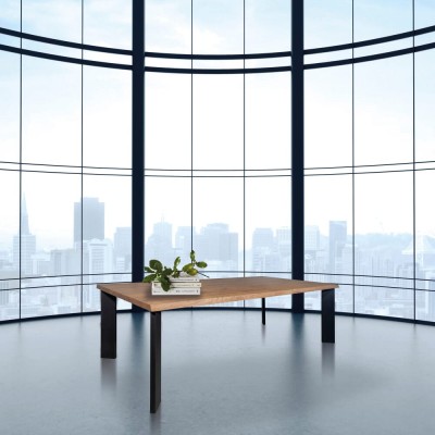 Madison Rectangular table solid wood + metal legs