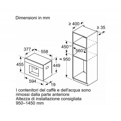 Siemens ct718l1b0 Iq700 Macchina caffè incasso h 45 cm nero