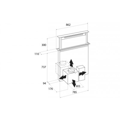 Airforce Downdraft cappa da piano 90 cm acciaio inox