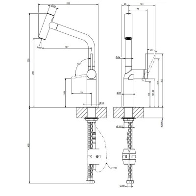 Gessi 60313 031 Stelo rubinetto miscelatore con doccetta cromato