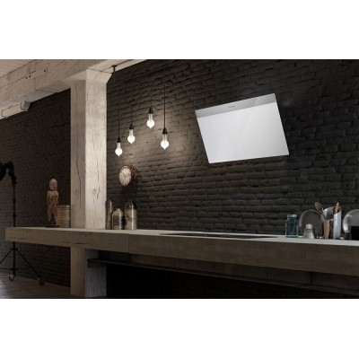 Faber Daisy + wh a80 cappa a parete 80 cm vetro bianco - inox
