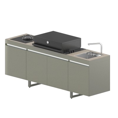 Fògher Agher cucina da esterno monoblocco 240 cm salvia antica