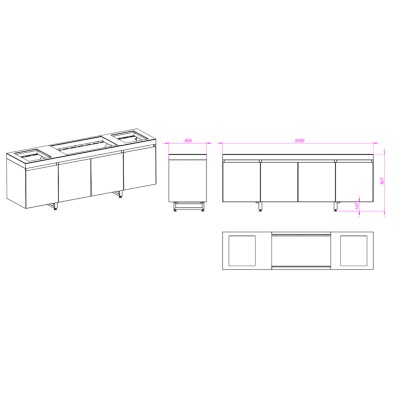 Fògher Agher cucina da esterno monoblocco J.Bastianich 240 cm acciaio inox