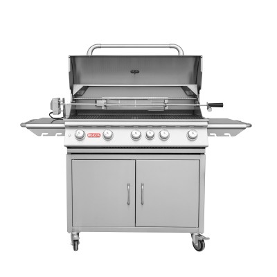 Bull Brahma barbecue gpl con carrello, girarrosto e back burner inox