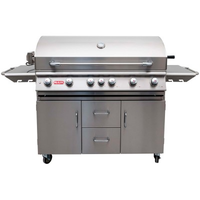 Bull Diablo barbecue metano con carrello, girarrosto e back burner