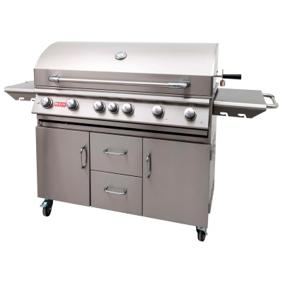 Bull Diablo barbecue metano con carrello, girarrosto e back burner