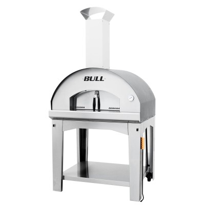 Bull 66042 forno pizza a legna extra large con carrello 98 cm inox
