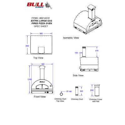 Bull 66140CE forno pizza a gas extra large 100 cm inox