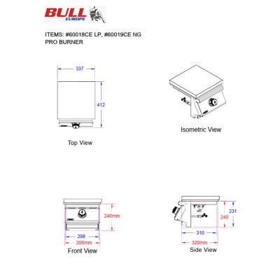 Bull 60018CE Pro piano cottura gpl outdoor da incasso 60 cm inox