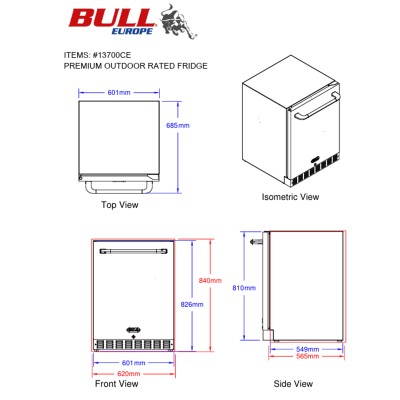 Bull 13700CE frigorifero da esterno 60 cm h 82 acciaio inox