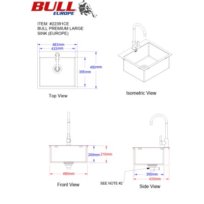 Bull 22391 lavello + rubinetto da esterno da incasso inox