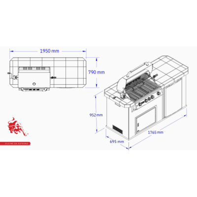 Bull 31006 Power-Q cucina da esterno 195 cm in stucco
