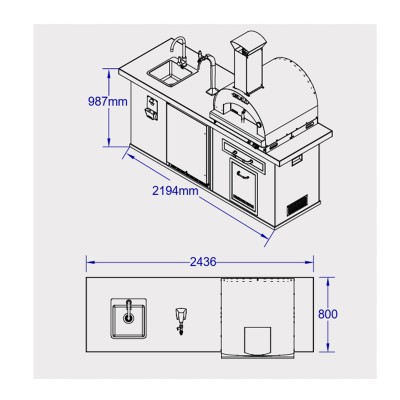 Bull 31099 cucina da esterno con forno pizza a legna 243 cm gres