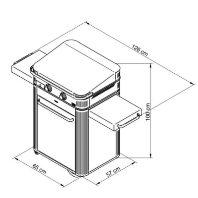 Eno Combo Enosign 65 cm plancha gas con carrello 126 cm inox