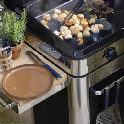 Eno Combo Enosign 65 cm plancha gas con carrello 126 cm inox - nero