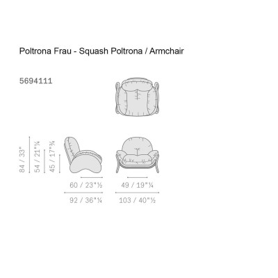 Poltrona Frau Squash Blue Armchair