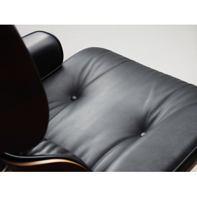 Fauteuil et ottoman Vitra Eames en cuir palissandre - Noir