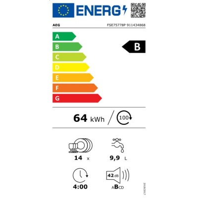 Aeg fse75778p Serie 7000 glasscare lavastoviglie incasso scomparsa totale 60 cm