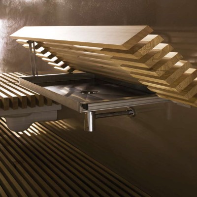 Rapsel One lavabo bagno 120 cm legno e acciaio inox