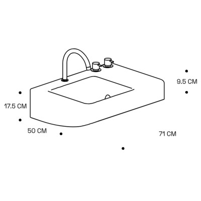 Rapsel Montecatini Gio Ponti lavabo bagno 71 cm ceramica bianca