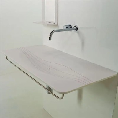 Rapsel Tatoo lavabo da parete con portasalviette integrato 100 cm corian bianco