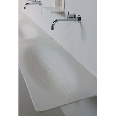 Rapsel Tatoo lavabo da parete con portasalviette integrato 100 cm corian bianco