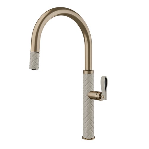Gessi Pelle 60914 432 miscelatore cucina con doccino estraibile - finox crema